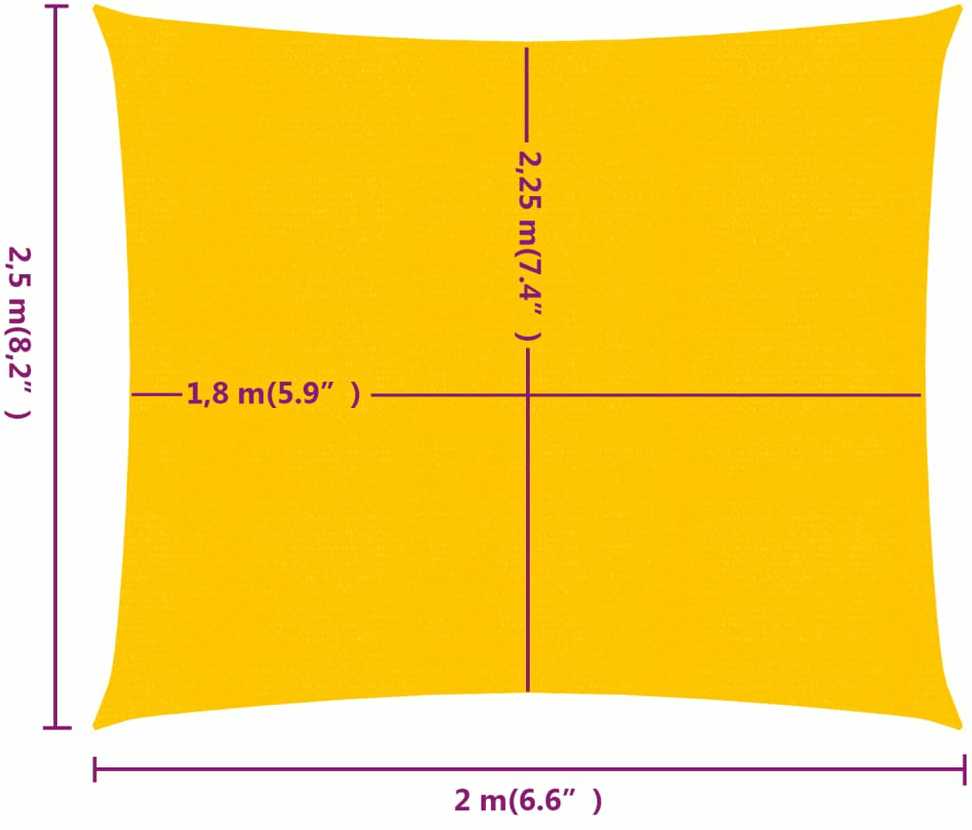 Burė nuo saulės, geltonos spalvos, 2x2,5m, HDPE, 160g/m²
