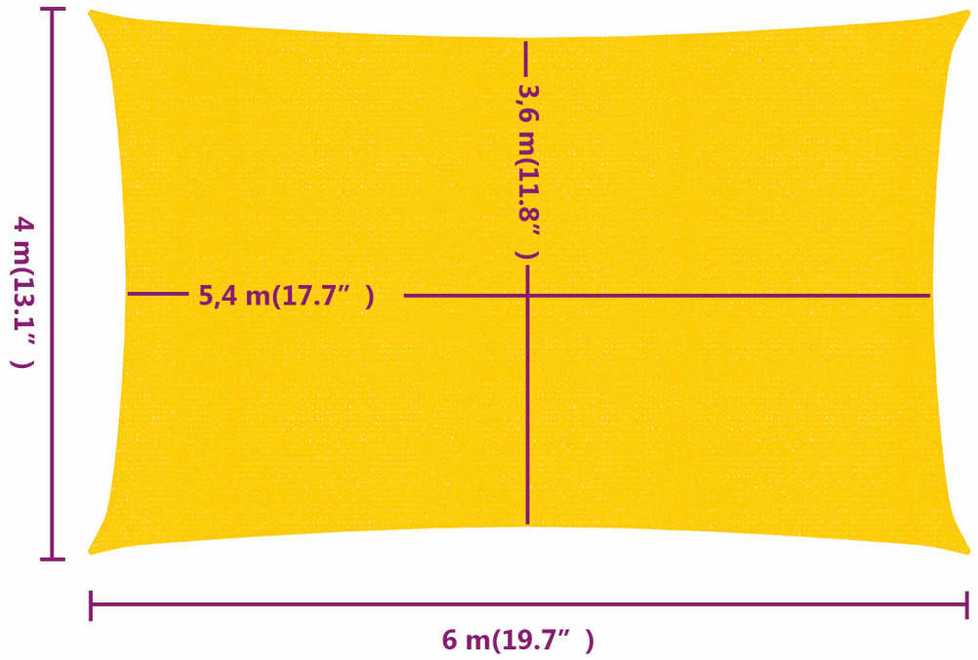 Burė nuo saulės, geltonos spalvos, 4x6m, HDPE, 160g/m²