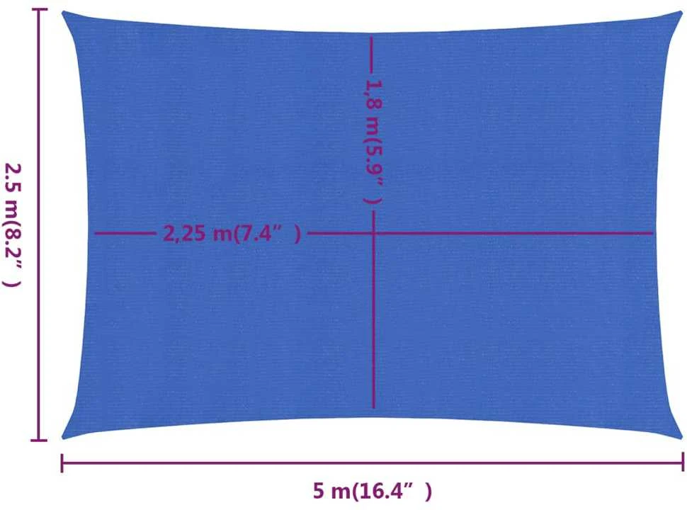 Burė nuo saulės, mėlyna, 2,5x5m, HDPE, 160g/m², stačiakampė