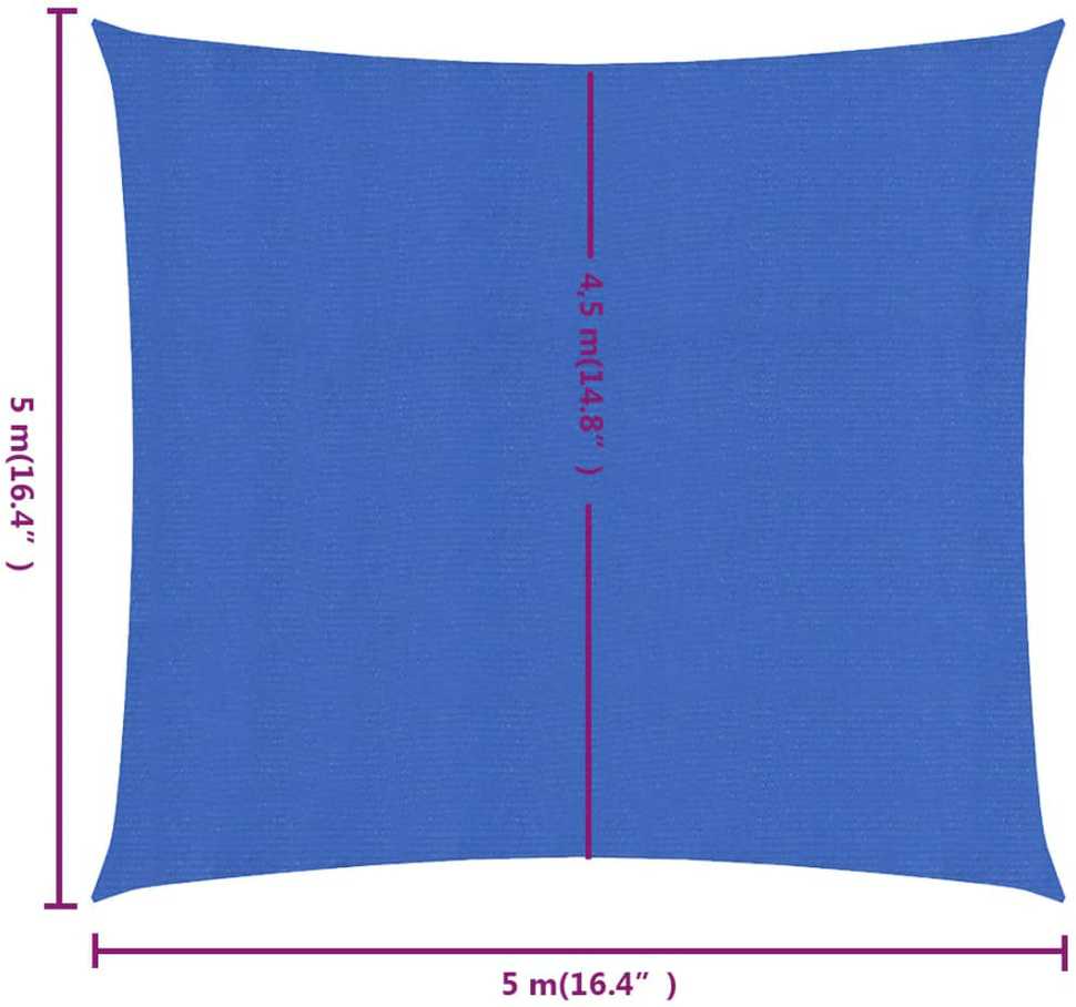 Burė nuo saulės, mėlyna, 5x5m, HDPE, 160g/m², kvadratinė