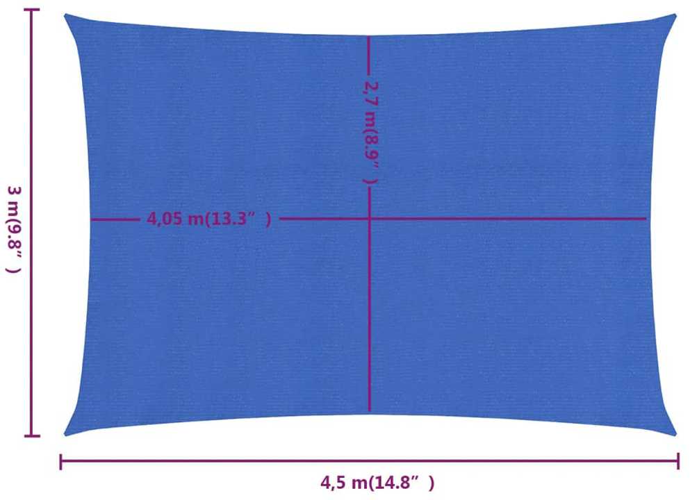 Burė nuo saulės, mėlynos spalvos, 3x4,5m, HDPE, 160g/m²