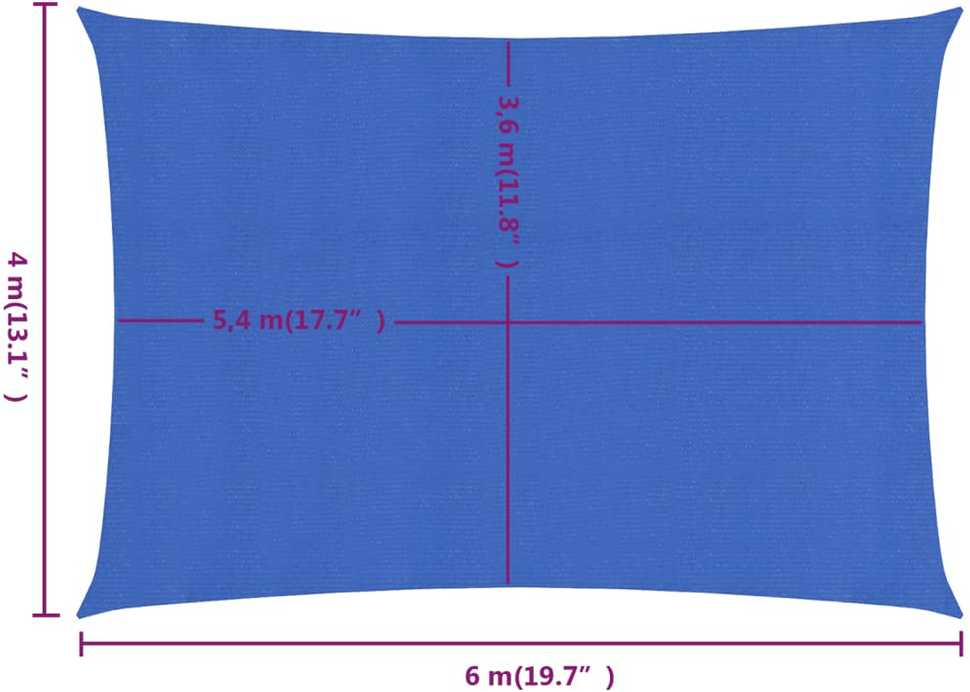Burė nuo saulės, mėlynos spalvos, 4x6m, HDPE, 160g/m²