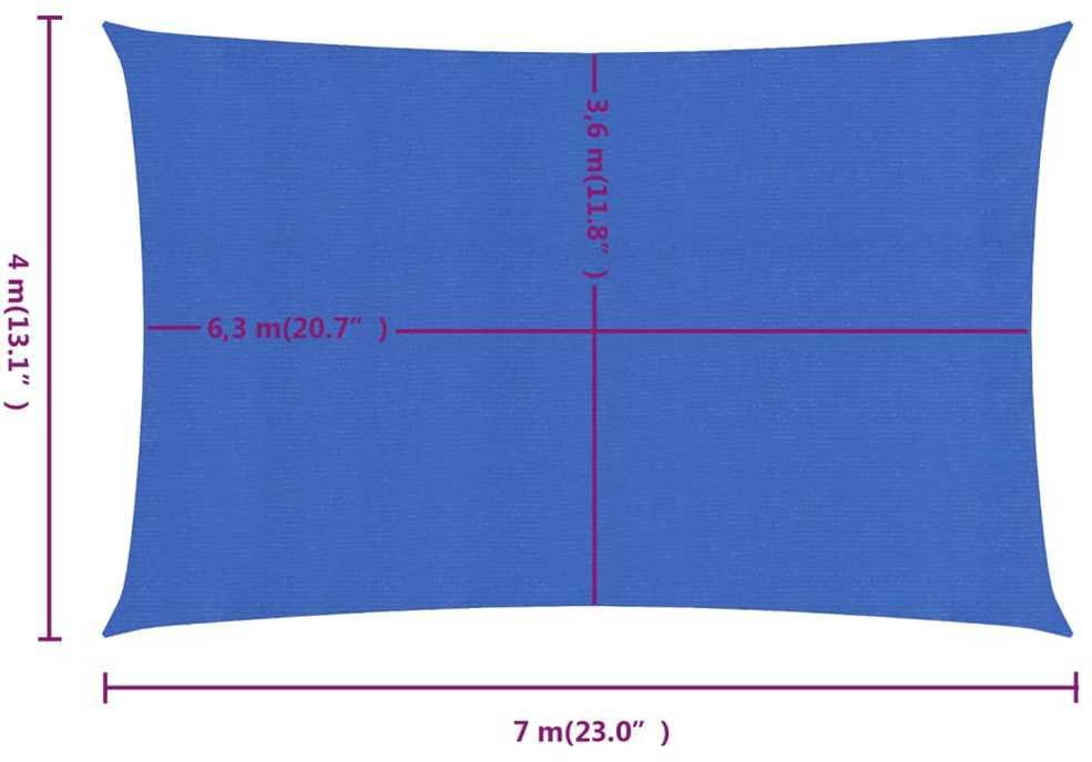 Burė nuo saulės, mėlynos spalvos, 4x7m, HDPE, 160g/m²