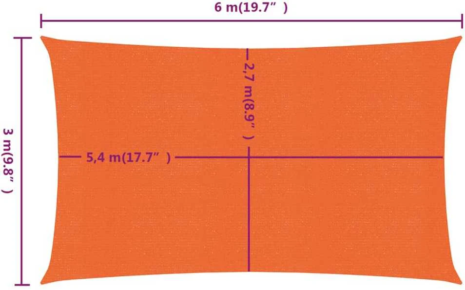 Burė nuo saulės, oranžinės spalvos, 3x6m, HDPE, 160g/m²