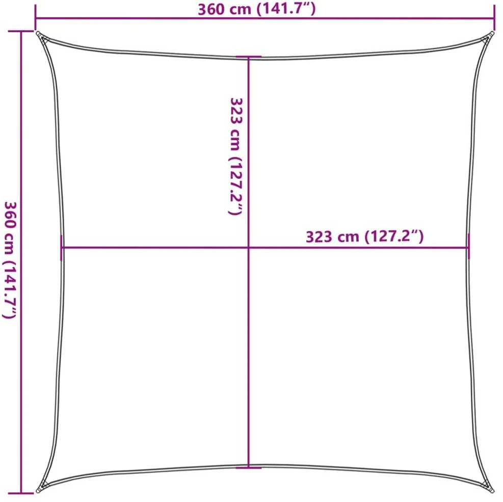 Burė nuo saulės, pilka, 3,6x3,6m, 100% oksfordo poliesteris