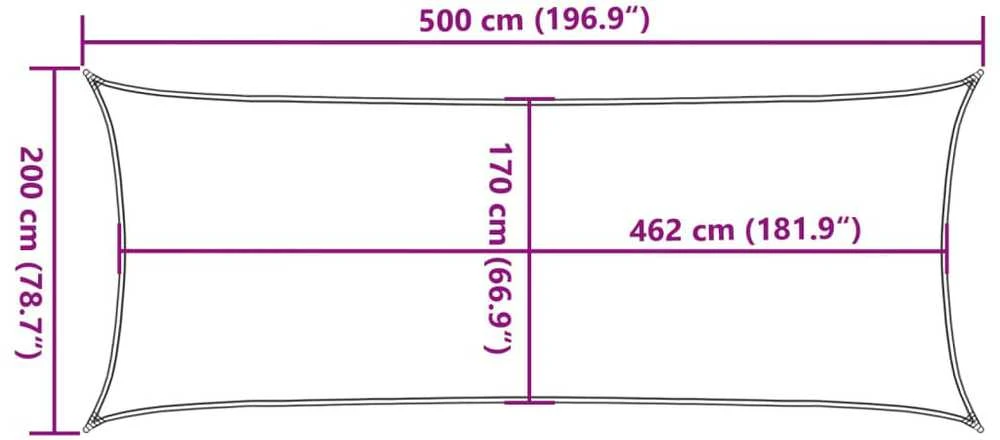 Burė nuo saulės, pilka, 5x2m, 100% oksfordo poliesteris