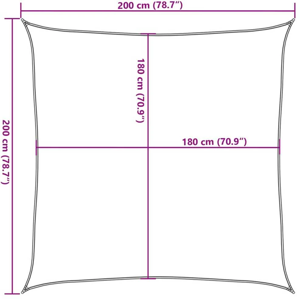 Burė nuo saulės, smėlio, 2x2m, HDPE, 160g/m², kvadratinė