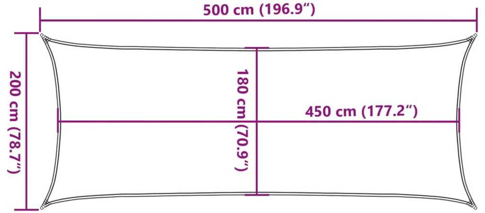 Burė nuo saulės, smėlio, 2x5m, HDPE, 160g/m², stačiakampė