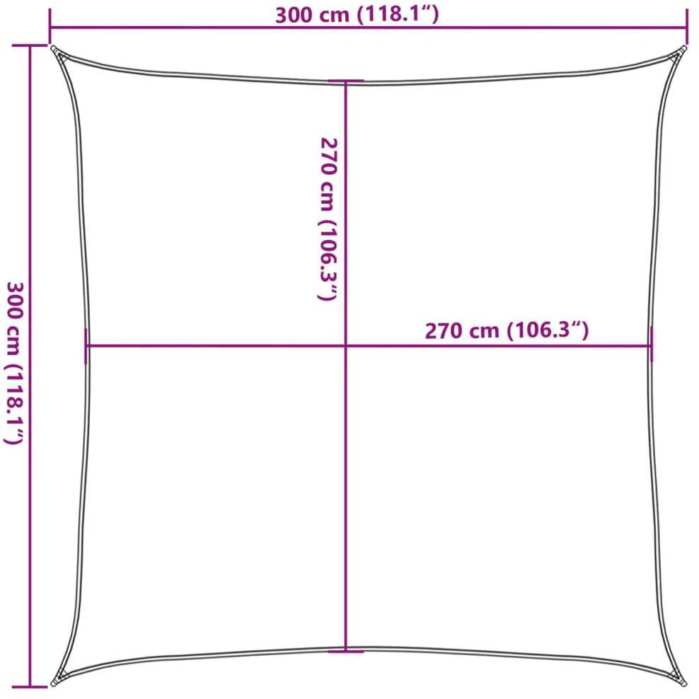 Burė nuo saulės, smėlio, 3x3m, HDPE, 160g/m², kvadratinė