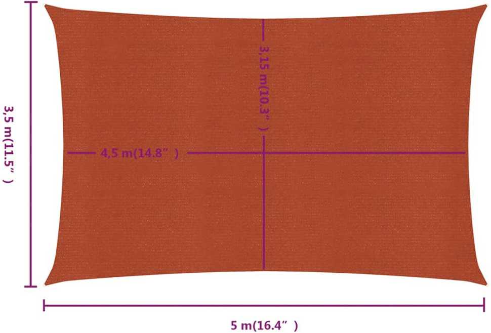 Burė nuo saulės, terakota spalvos, 3,5x5m, HDPE, 160g/m²