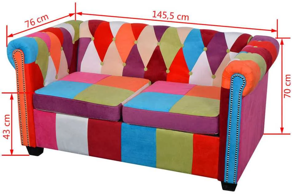 Chesterfield dvivietė sofa, audinys
