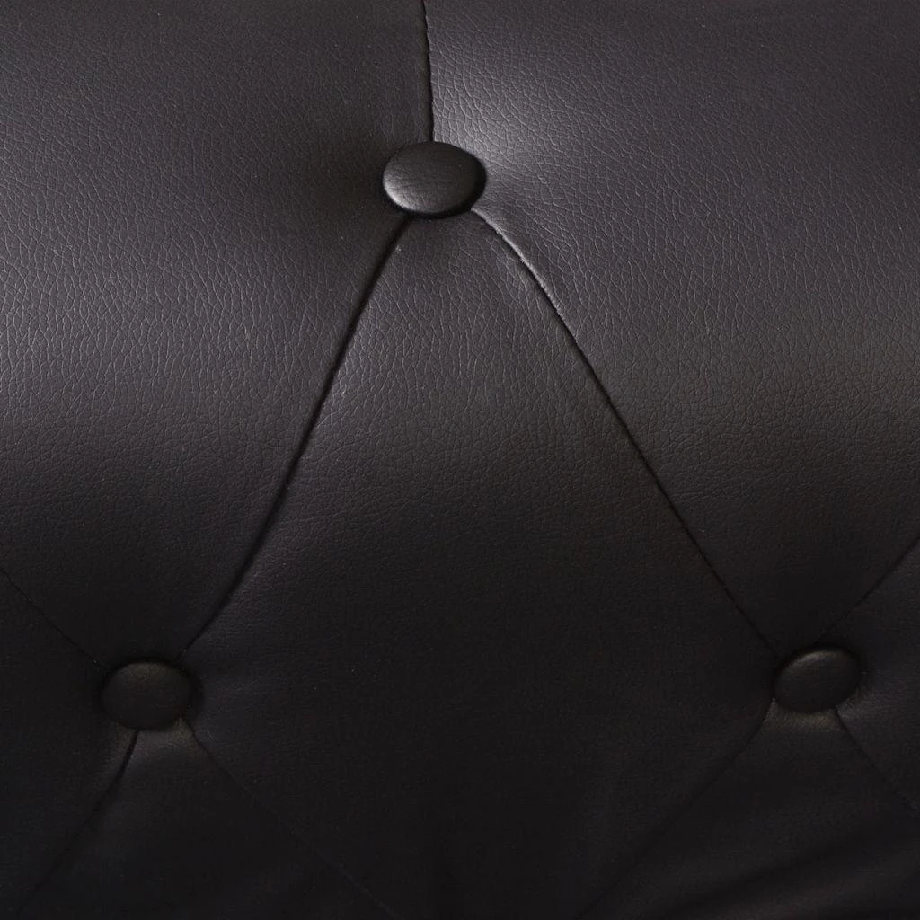 Chesterfield kampinė šešiavietė sofa, dirbtinė oda, juoda
