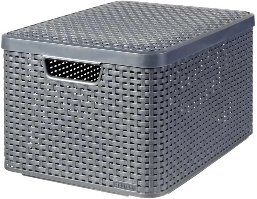 Curver Daiktadėžė su dangčiu Style, metalinė sidabrinė, 30l, L