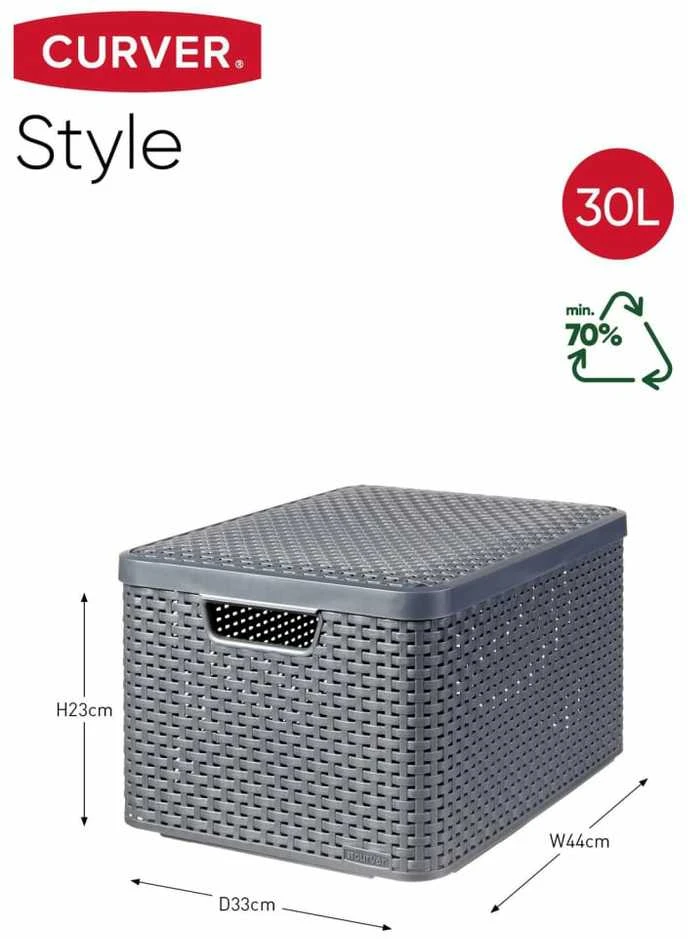 Curver Daiktadėžė su dangčiu Style, metalinė sidabrinė, 30l, L