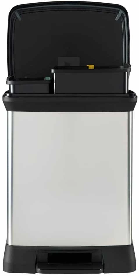 Curver Dviguba šiukšliadėžė su pedalu Deco, sidabrinė, 10l+18l
