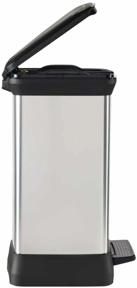 Curver Dviguba šiukšliadėžė su pedalu Deco, sidabrinė, 10l+18l