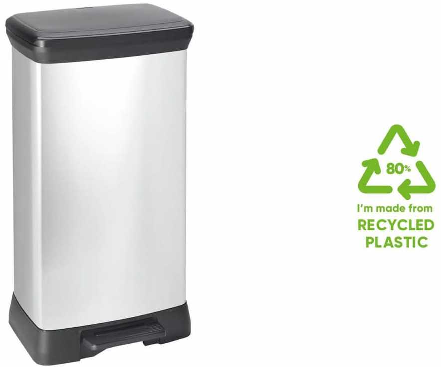 Curver Šiukšliadėžė su pedalu Deco, sidabrinė, 50l, stačiakampė