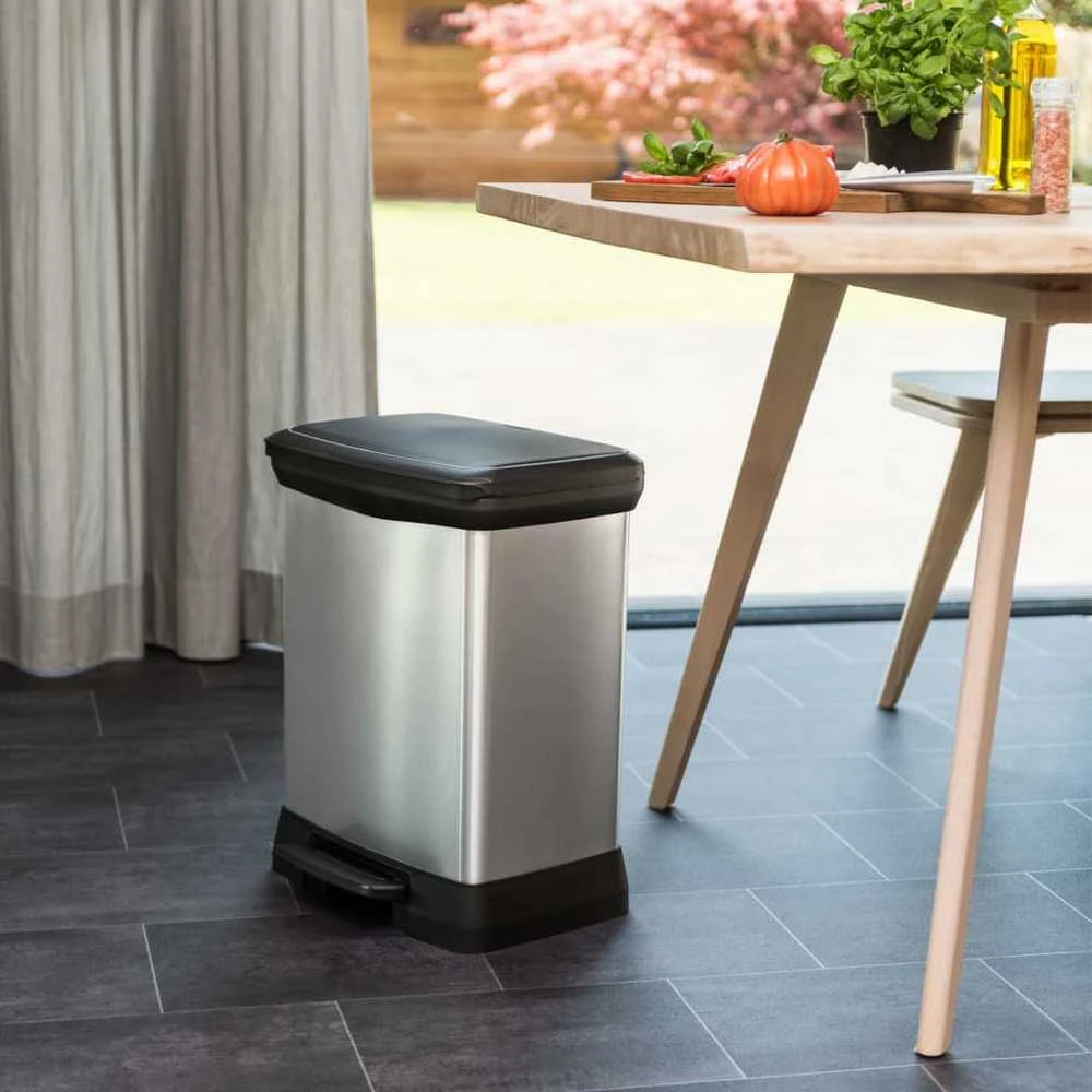 Curver Šiukšliadėžė su pedalu Deco, sidabrinė, 30l, stačiakampė