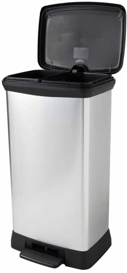Curver Šiukšliadėžė su pedalu Deco, sidabrinė, 50l, stačiakampė