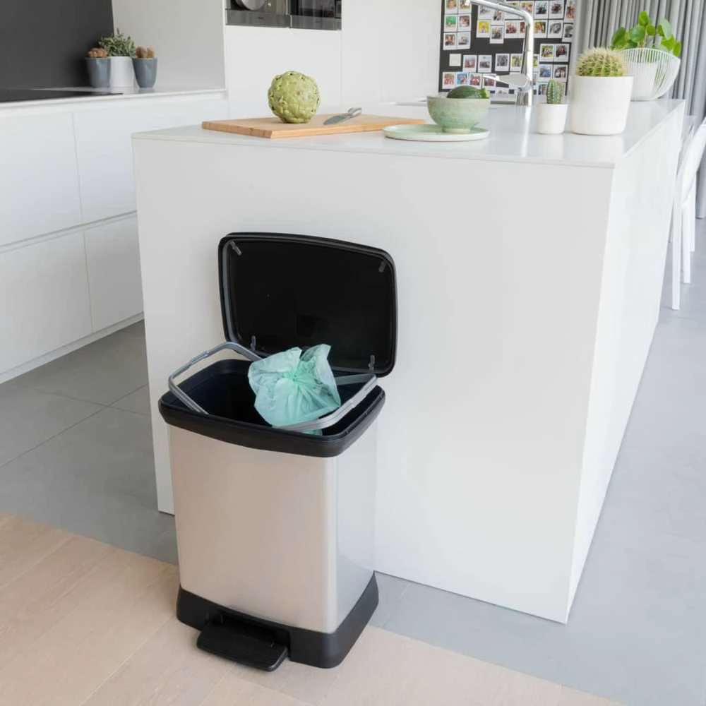 Curver Šiukšliadėžė su pedalu Deco, sidabrinė, 30l, stačiakampė