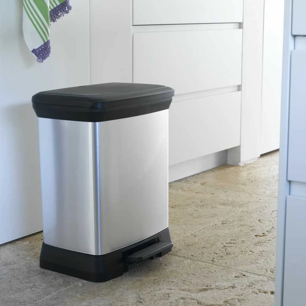 Curver Šiukšliadėžė su pedalu Deco, sidabrinė, 30l, stačiakampė