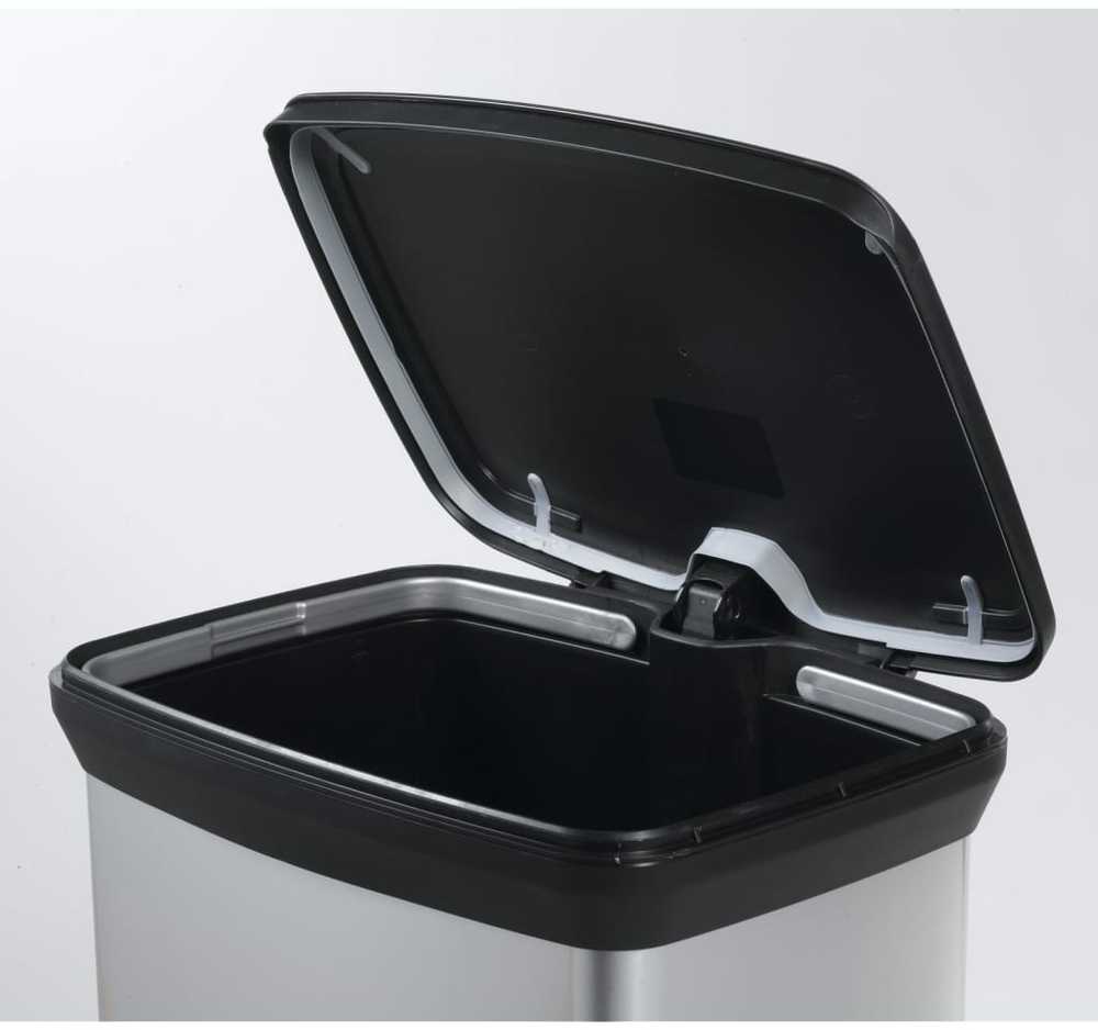Curver Šiukšliadėžė su pedalu Deco, sidabrinė, 50l, stačiakampė