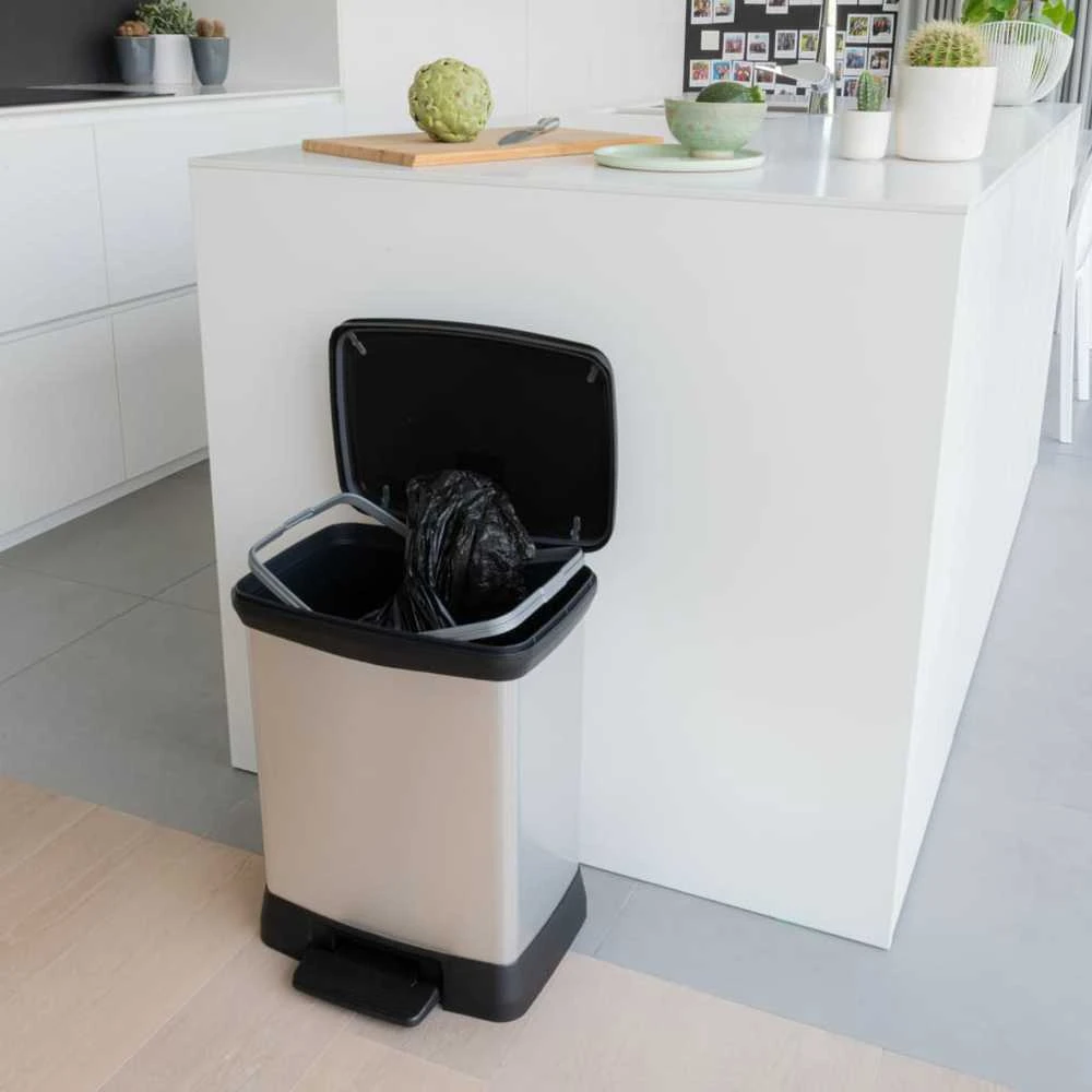 Curver Šiukšliadėžė su pedalu Deco, sidabrinė, 30l, stačiakampė