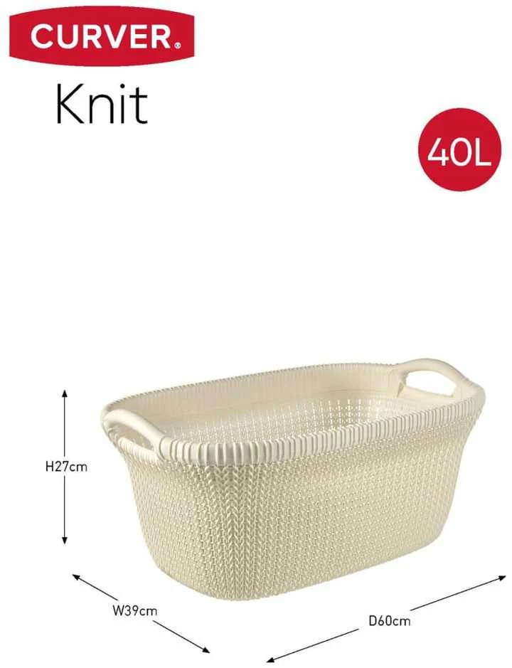 Curver Skalbinių krepšys Knit, kreminės baltos spalvos, 40l