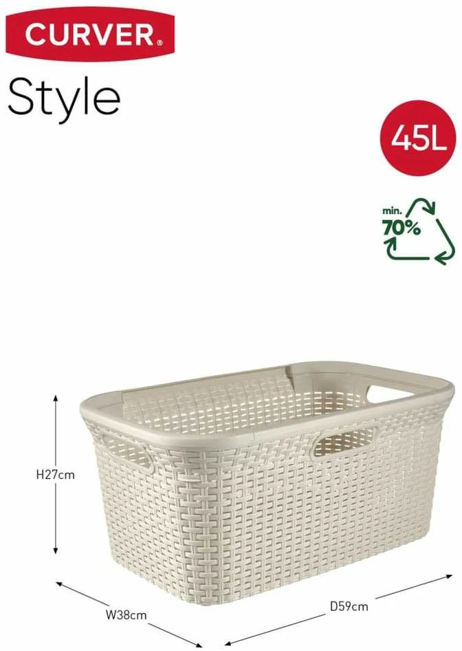 Curver Skalbinių krepšys Style, vintažinės baltos spalvos, 45l