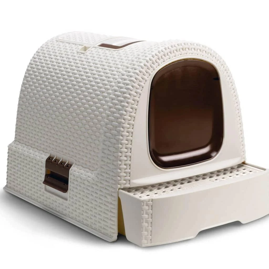 Curver Rattan tualetas katėms kreminės spalvos 51x39x39cm