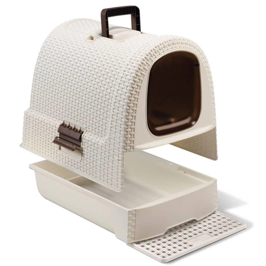 Curver Rattan tualetas katėms kreminės spalvos 51x39x39cm