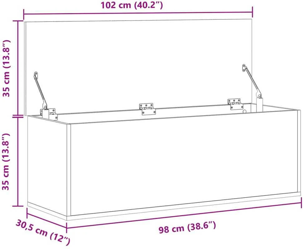 Daiktadėžė, dūminio ąžuolo, 102x35x35cm, apdirbta mediena