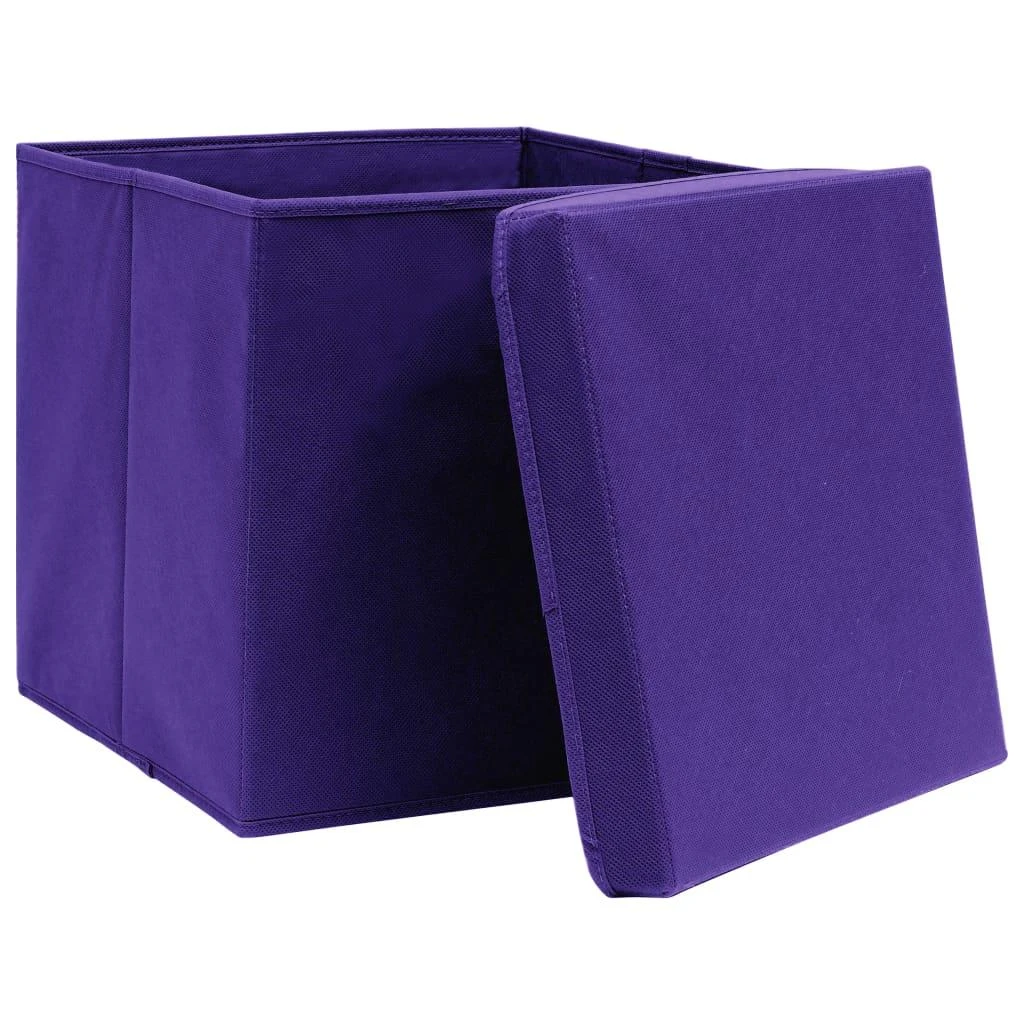 Daiktadėžės, 4vnt., violetinės, 32x32x32cm, audinys