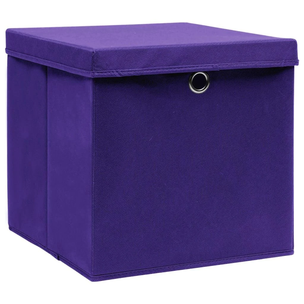 Daiktadėžės, 4vnt., violetinės, 32x32x32cm, audinys