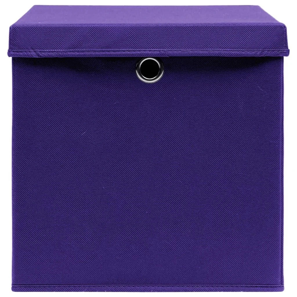 Daiktadėžės su dangčiais, 4vnt., violetinės spalvos, 28x28x28cm