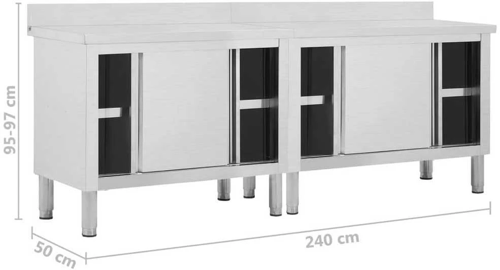 Darbastaliai su durimis, 2vnt., 240x50x(95-97)cm, plienas