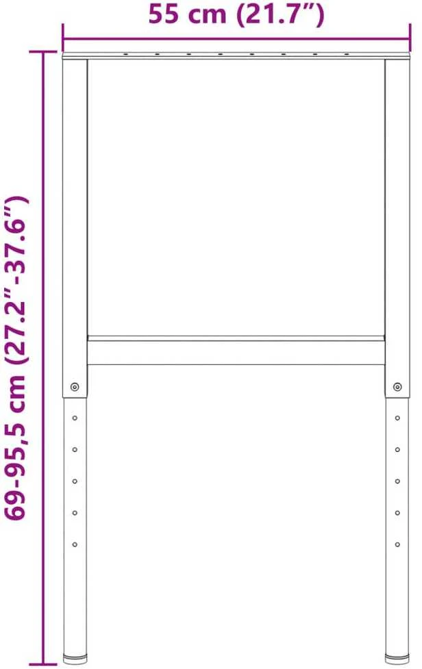 Darbastalio rėmai, 2vnt., juodi, 55x(69-95,5)cm, metalas