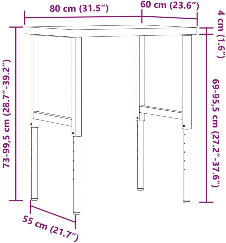 Darbastalis, 80x60x(73-99,5)cm, akacija, stačiakampis