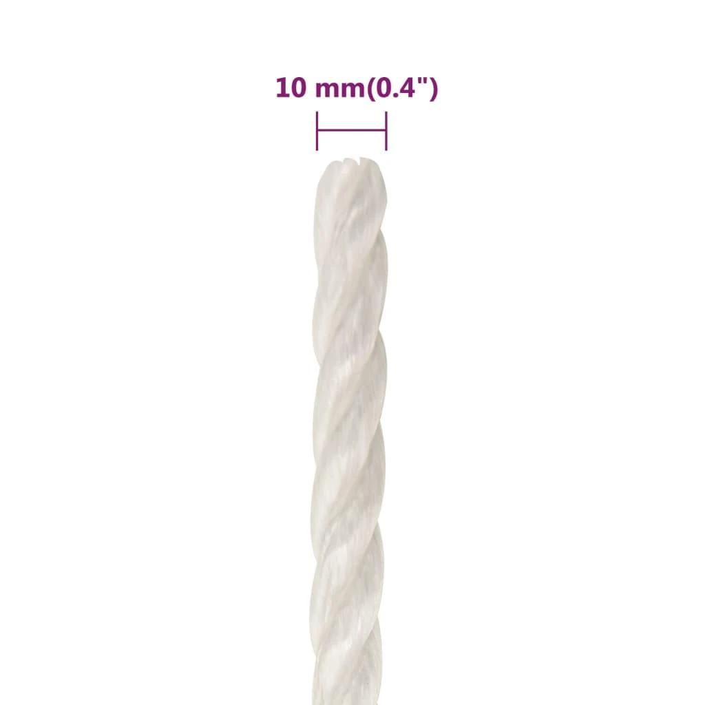 Darbo virvė, baltos spalvos, 10mm, 100m, polipropilenas