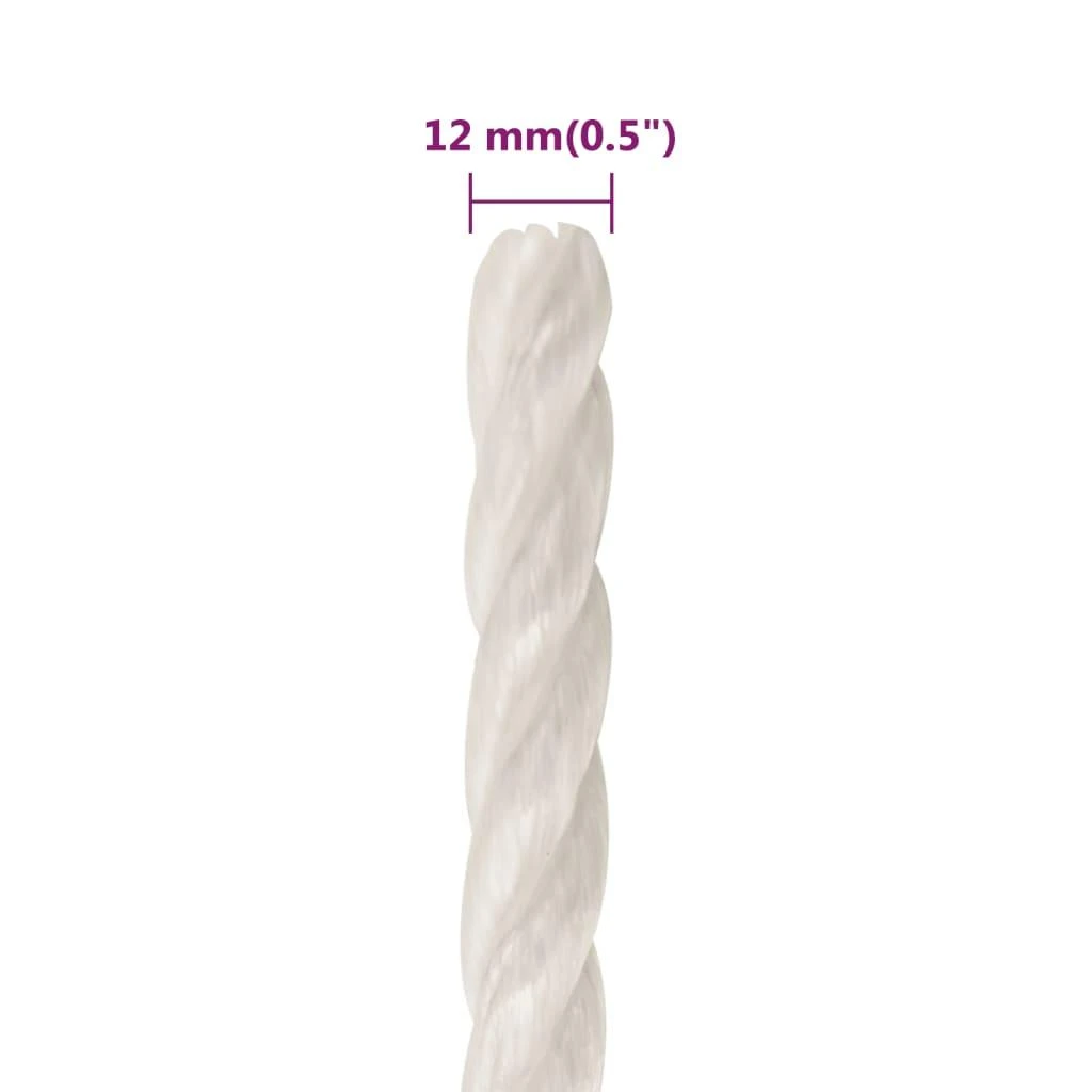Darbo virvė, baltos spalvos, 12mm, 250m, polipropilenas