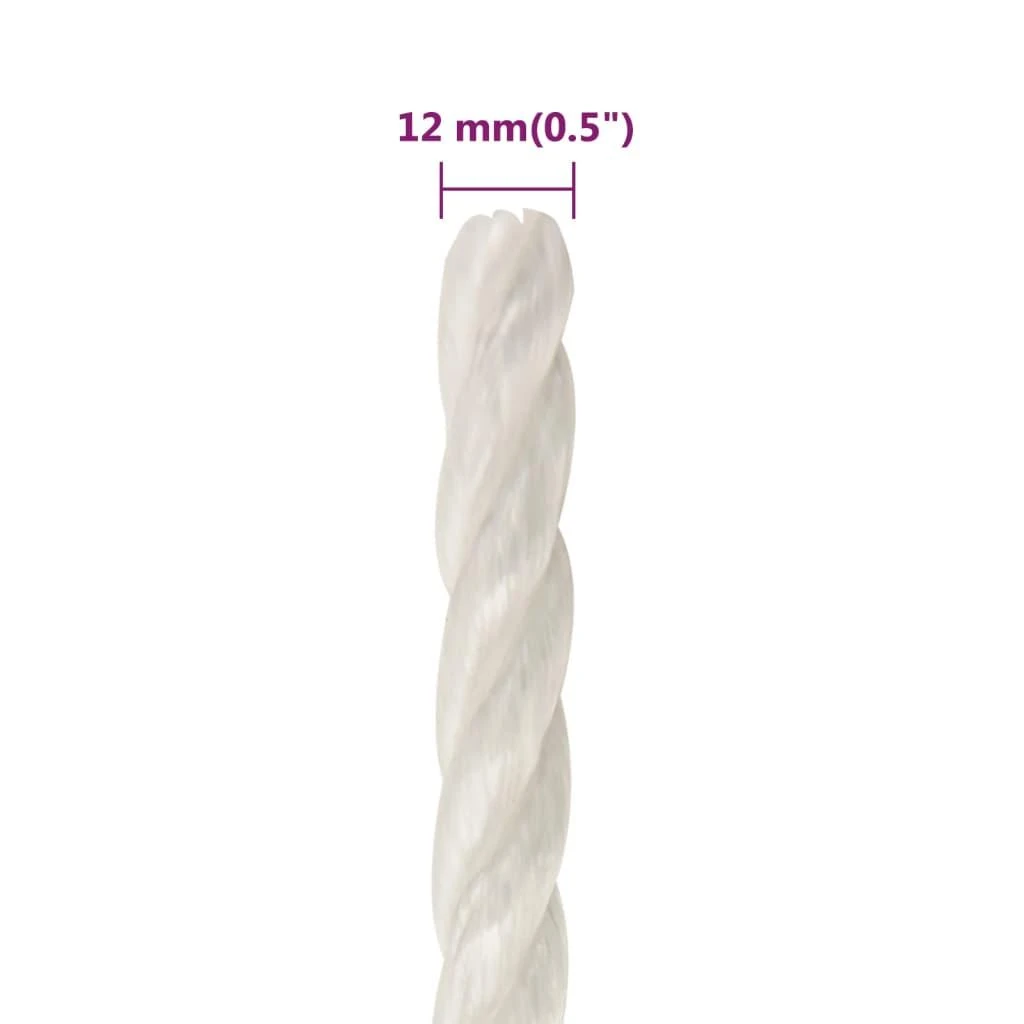 Darbo virvė, baltos spalvos, 12mm, 25m, polipropilenas