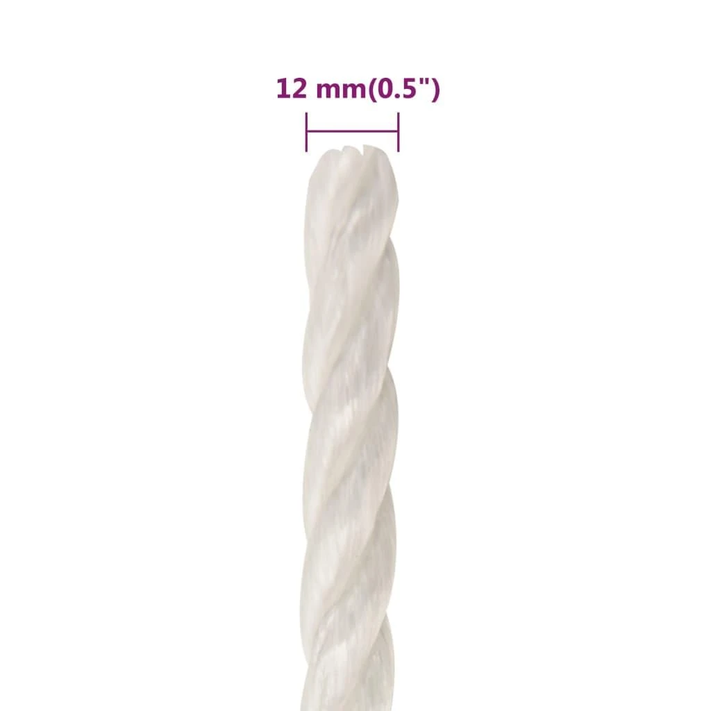 Darbo virvė, baltos spalvos, 12mm, 50m, polipropilenas