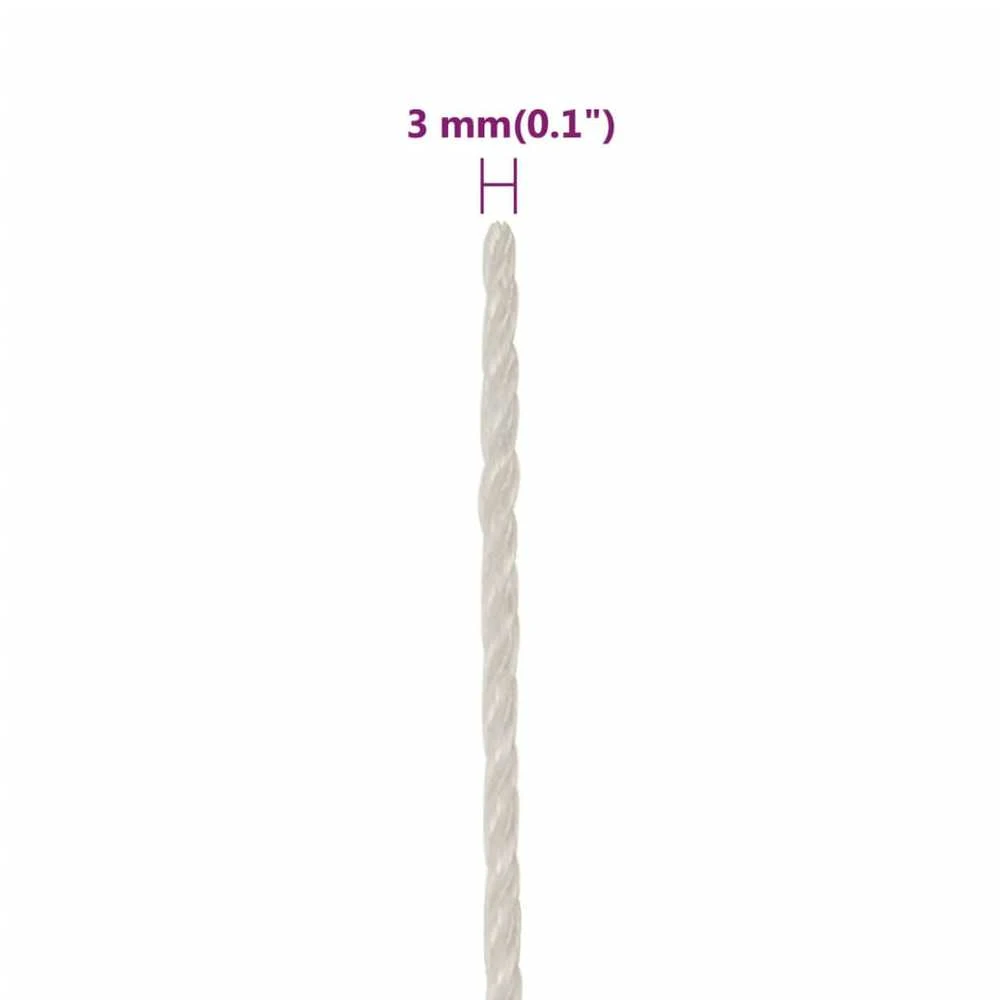 Darbo virvė, baltos spalvos, 3mm, 50m, polipropilenas
