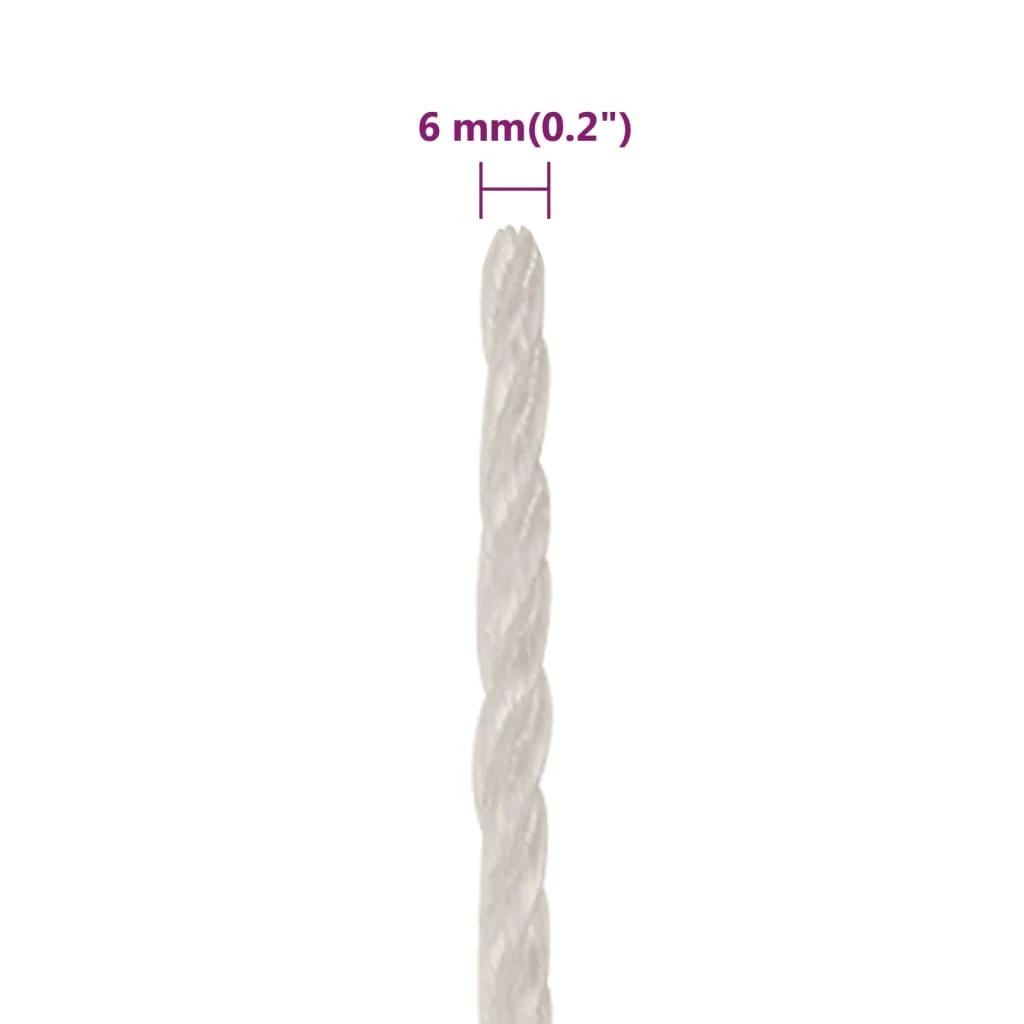 Darbo virvė, baltos spalvos, 6mm, 250m, polipropilenas