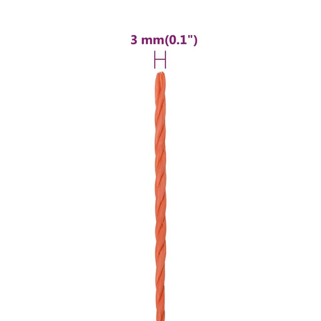 Darbo virvė, oranžinės spalvos, 3mm, 100m, polipropilenas