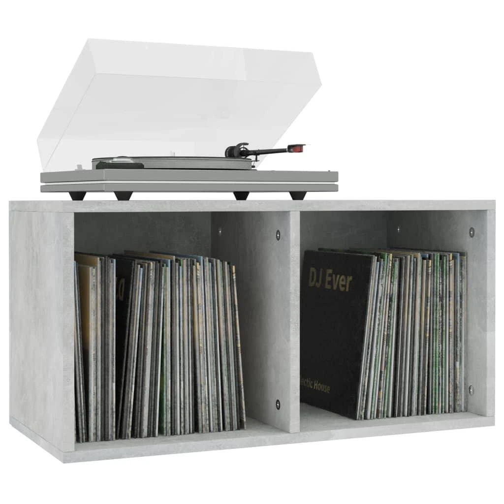 Dėžė vinilinėms plokštelėms, betono pilka, 71x34x36cm, mediena