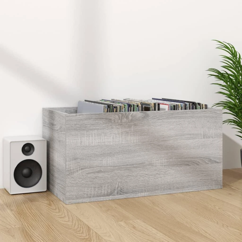 Dėžė vinilinėms plokštelėms, pilka, 71x34x36cm, mediena