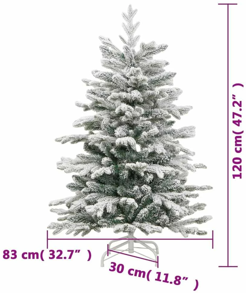 Dirbtinė eglutė su šarnyrinėmis šakomis, 120cm, dengta sniegu