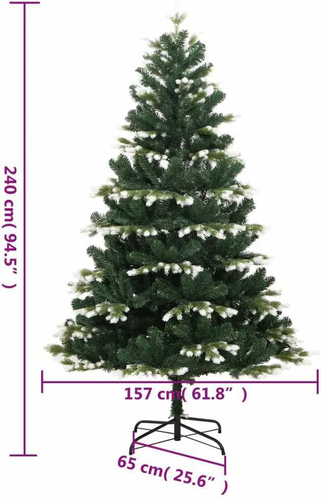 Dirbtinė eglutė su šarnyrinėmis šakomis, 240cm, dengta sniegu