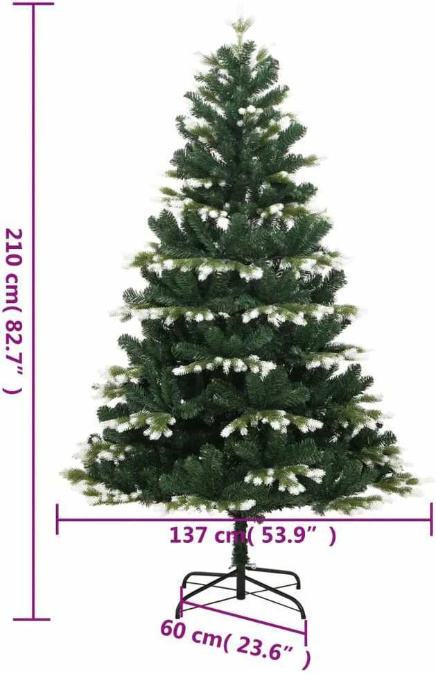 Dirbtinė eglutė su šarnyrinėmis šakomis, 210cm, dengta sniegu